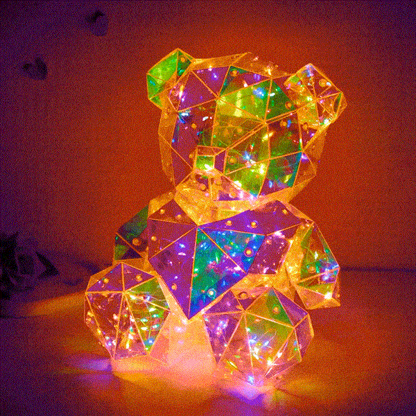 Galaxy Led Bear Holographic Iridescent Lights Glowing Galaxy Bear Valentine's Day Gift Pink
