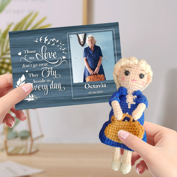 Personalized Crochet Doll Gifts Handmade Mini Look alike Dolls with Custom Memorial Card for Kids and Adults