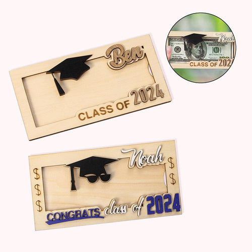 Personalized Laser-Cut Graduation Wooden Cash Holder Money Gift for Class of 2024 College Graduates