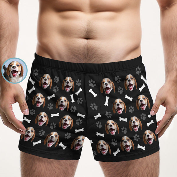 Custom Dog Face Multicolor Boxer Shorts Personalized Casual Underwear Gift for Him - SantaSocks