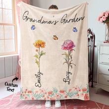 Personalized Grandma Mommy Garden Blanket Custom Birth Month Flower Blanket Warm Gift For Mom