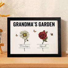 Custom Birth Month Flowers Garden With Grandkids Names Personalized Wooden Photo Frame Grandma's Garden Mother's Day Gifts