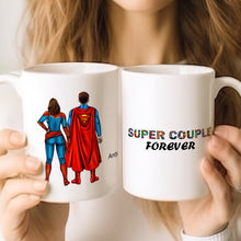 Super Couple Forever Mug Custom Couple Costume Personalized Hairstyle and Name Coffee Mug
