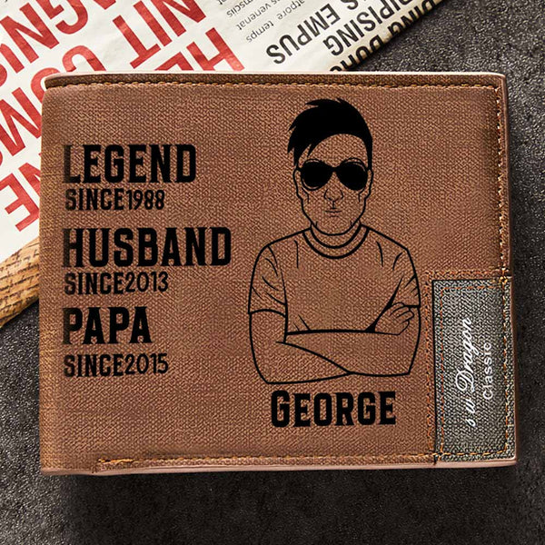 Gifts for Father Custom Wallet Personalized Dad Legend Men's Bifold Wallet for Him