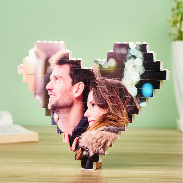 Custom Building Brick Personalized Photo Block Heart Shaped LGBTQ GIFT