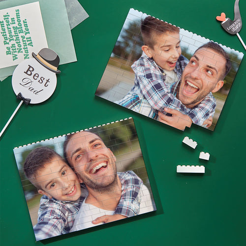 Personalized Building Brick Custom Photo Block Square Shape Father's Day Gift