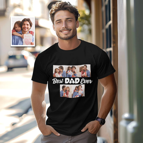 Custom 5 Photos T-Shirt With Best Dad Ever Personalized Photos T-Shirt Father's Day Gift - SantaSocks