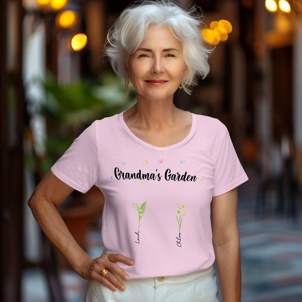 Custom Grandma's Garden T-Shirts Personalized Birth Flower Mother's Day Shirts Mother's Day Gift