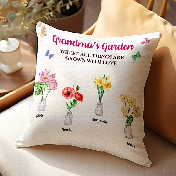 Custom Birth Flower Pillow Where Things Are Grown With Love Throw Pillow Gifts For Her