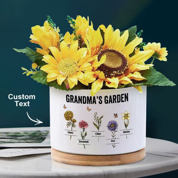 Custom Birth Flowers Planter Pot Personalized Name Ceramic Succulent Plant Pot Gifts for Mom