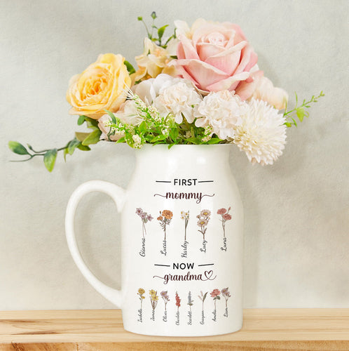 Personalized Grandma's Garden 2 Layers Custom Birth Month Flower Family Vase Mother's Day Gifts