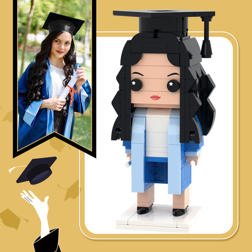 Graduation Gifts Fully Body Customizable 1 Person Detailed Version Custom Brick Figures Small Particle Block Toy For Her Blue White