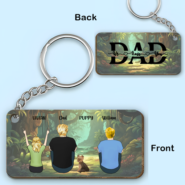 Personalized Forest Scene Wooden Keychain Best Dad Ever Back View