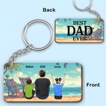 Personalized Beach Scene Wooden Keychain Best Dad Ever Back View