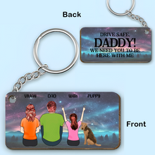 Personalized Galaxy Scene Wooden Keychain Best Dad Ever Back View