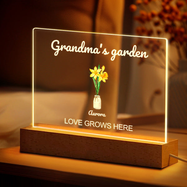 Personalized Grandma's Garden Acrylic Night Light