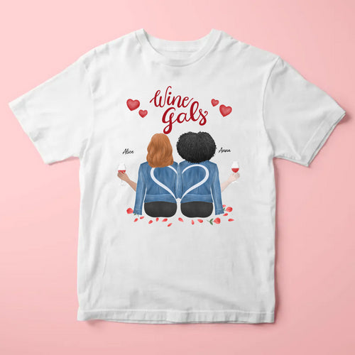 Personalized Clipart Cartoon Wine Gals T-shirt Gifts for Friend