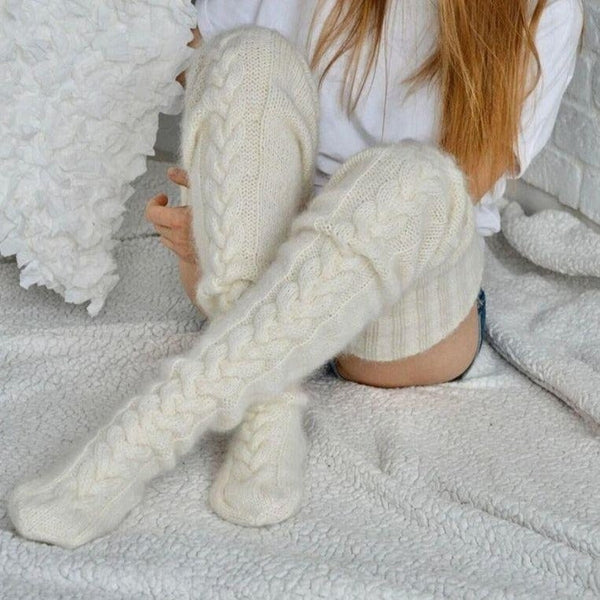 Knitted Over The Knee Socks Women Winter Leg Warmers Over Knee Thick Leg Warmers
