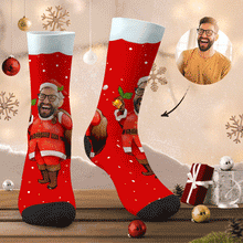 Custom Cute Santa Claus Socks  Christmas Gift