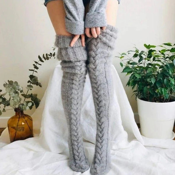 Knitted Over The Knee Socks Women Winter Leg Warmers Over Knee Thick Leg Warmers
