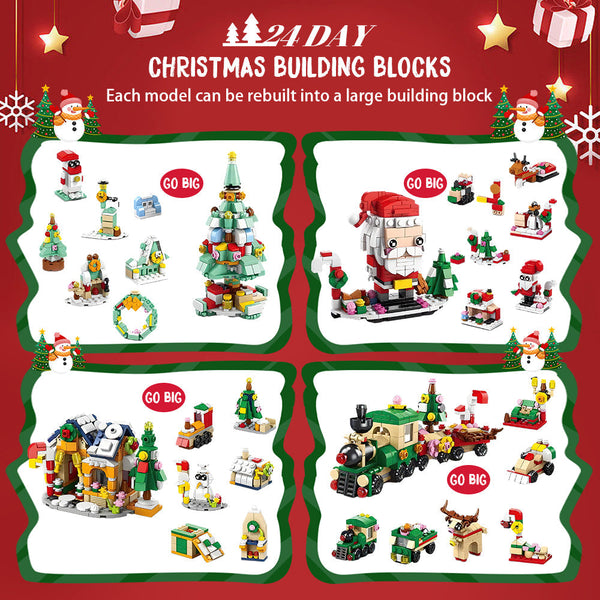 Santa Brick Figures  Surprise Blind Box  24 Calendar Countdown Gift Box Nutcracker Brick Figures Blind Box