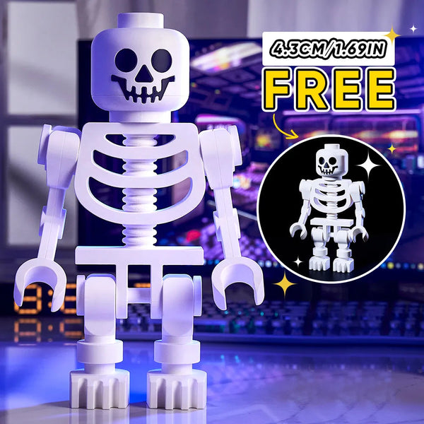 Enchanting Giant White Skeleton Minifig Decoration A Charming Gift for Minifig Lovers's Collection and a Whimsical Addition to Your Work And Home Decor