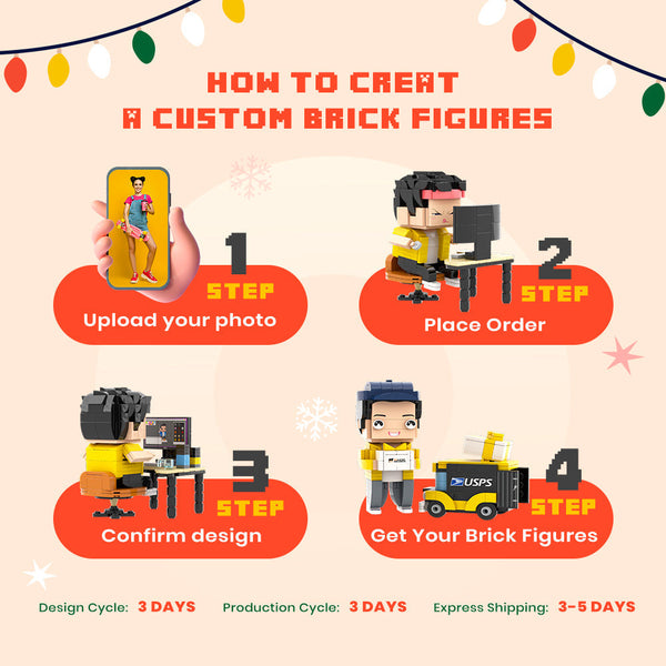 Gifts for Family Full Body Customizable 3 People Custom Brick Figures Small Particle Block
