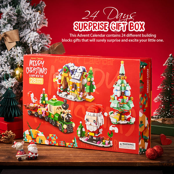 Santa Brick Figures  Surprise Blind Box  24 Calendar Countdown Gift Box Nutcracker Brick Figures Blind Box
