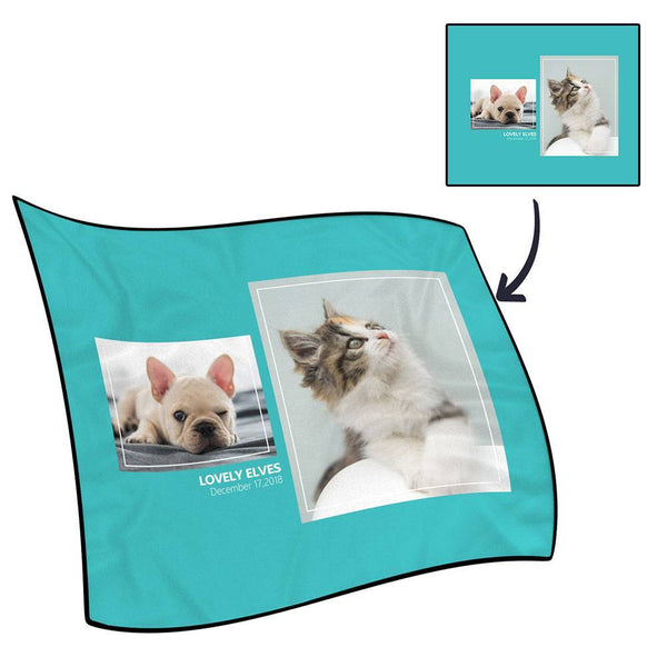 Personalized Family Photo Fleece Blanket with Text - 2 Photos