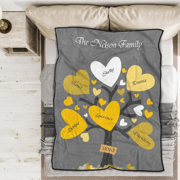 Personalized 3 Names Blanket - Fleece Blanket Love Family Tree