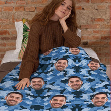 Custom Blanket Personalized Photo Camouflage Blanket For Lover - Light Sky