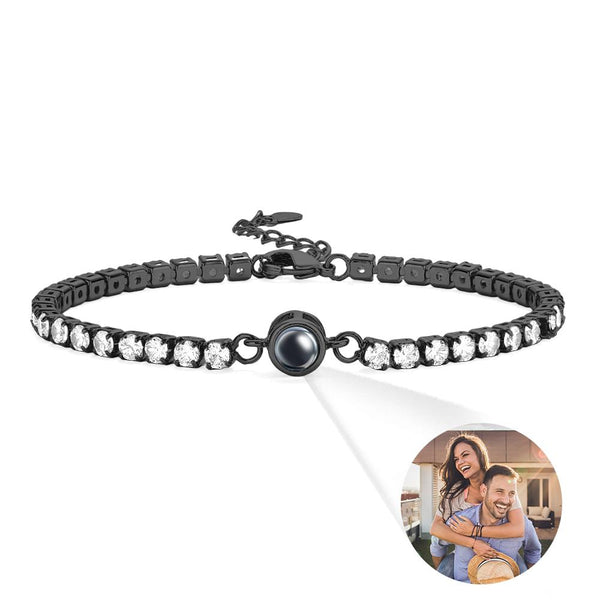 Custom Photo Projection Tennis Bracelet Personalized Trendy Circle Photo Bracelet Gifts For Him - SantaSocks