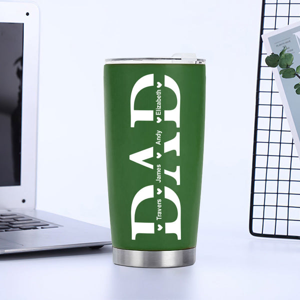 Personalized Dad Travel Mug with Kids' Names Stainless Steel Insulated Travel Mug Father's Day Gift for Dad - SantaSocks