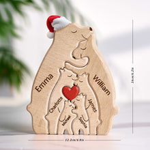 Custom Names Christmas Wooden Bears Family Puzzle Home Decor Christmas Gifts
