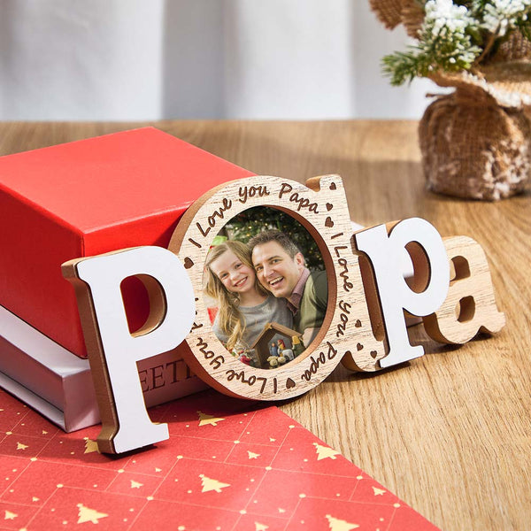 Custom Photo Wooden Frame I Love You Papa Christmas Gifts