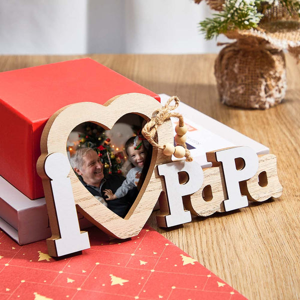 I Love Papa Custom Photo Wooden Frame Christmas Gifts