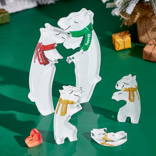 Custom Names Hugging Bear Family Acrylic Bear Family Puzzle Home Decor Christmas Gifts