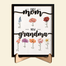 First Mom Now Grandma - Personalized Wooden Plaque Mother's Day Gift - SantaSocks