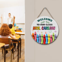Custom Name Teacher Crayon Sign for Door, Teacher Welcome Gift -SantaSocks 