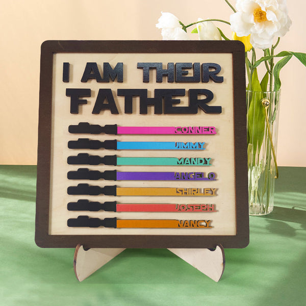 Personalized I Am Their Father Sign Wooden Light Saber Plaque Father's Day Gift - SantaSocks