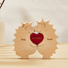 Custom Wooden Hedgehog Puzzle Personalized Hedgehog Family Names Puzzle Home Decor Gifts - SantaSocks