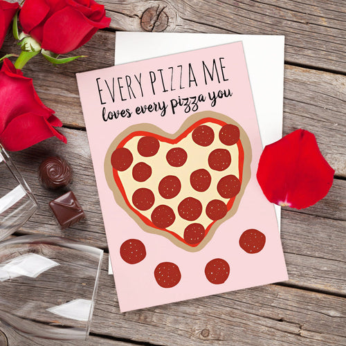 Funny Cute Pizza Heart Valentine's Day Card - SantaSocks