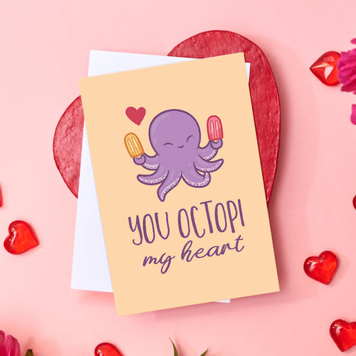 Funny You Octopi My Heart Octopus Valentine's Day Card - SantaSocks