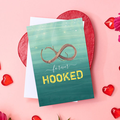Hooked on You Funny Unique Fish Valentine's Day Greeting Card - SantaSocks