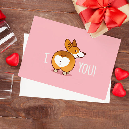 Corgi Butt Funny Valentine's Day Greeting Card - SantaSocks