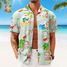 Custom Face Hawaiian Shirts Personalized Photo Gift Men's Christmas Shirts Surfing Vacation Santa