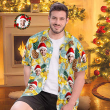 Custom Face Hawaiian Shirts Personalized Photo Gift Men's Christmas Shirts Tropical Fruits