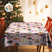Custom Family Photo Merry Christmas Tablecloth Personalized Washable Table Cover Christmas Gift