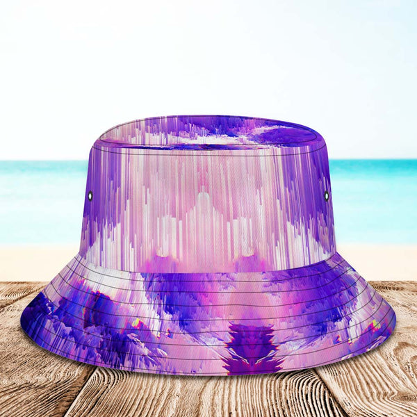 Custom Bucket Hat Unisex Personalized Face Hiking Beach Sports Hats Purple Abstract Texture