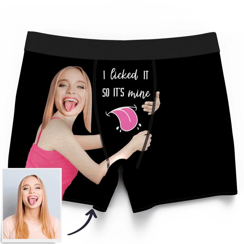 MyPupSocks Custom Face Boxer Briefs I Licked It So It's Mine Royal  Personalized Face Underwear for Men S at  Men's Clothing store